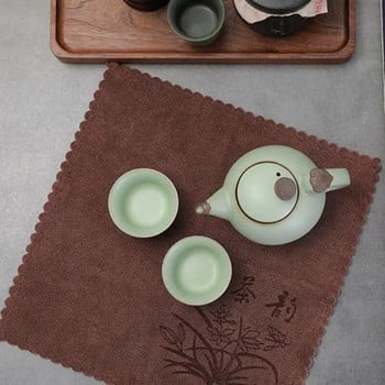 Дебела чаена кърпа в китайски стил Супер абсорбираща чаена кърпа от висок клас Аксесоари Подложки за маса Домакински професионален парцал Салфетка за чай