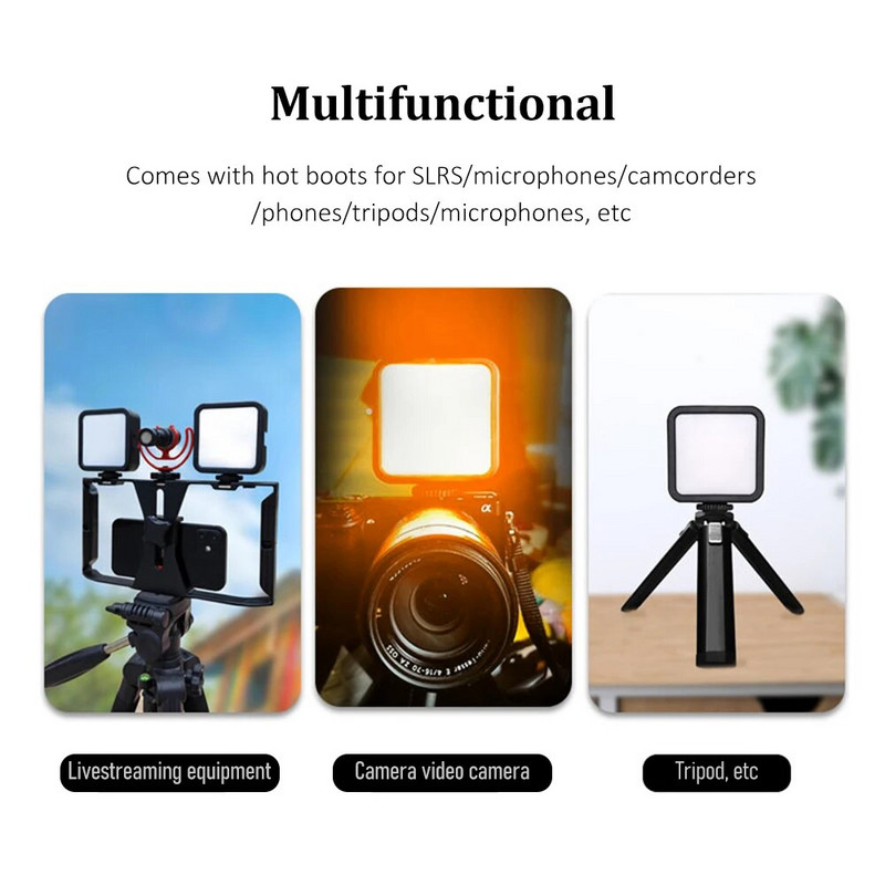 Mini Dimmable LED Light Portable Vlog Light 70 LED Beads 3000K-9000K with 1200mAh Battery USB Charging Port for Live Streaming