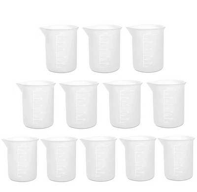 100 ml permatomas matavimo puodelis plastikinis skysčio indelis epoksidinės dervos skalė stiklinė Laboratorinės cheminės laboratorinės taurelės maišymo taurelės įrankiai