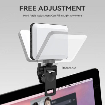 LED високомощна акумулаторна видео светлина с щипка за запълване с предна и задна щипка, регулирана 3 светлинни режима за телефон iPad
