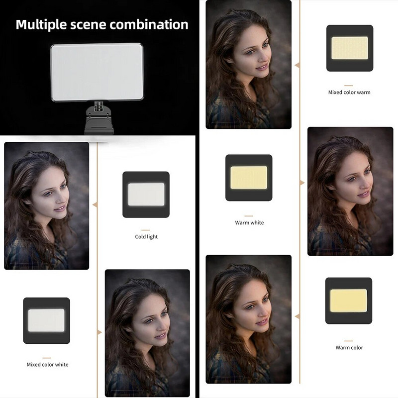 Dviejų spalvų LED vaizdo žurnalo lemputė su 1/4 colio įsriegtomis skylėmis 120 vnt. karoliukai CRI≥95 2500K-9000K spalvos temperatūra su šviesos stovu