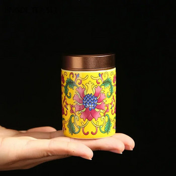 Преносима пътна керамика Tea Caddy Мини емайлиран запечатан буркан Tieguanyin Контейнер Кафе на прах Канистер Кухненски резервоар за съхранение на подправки