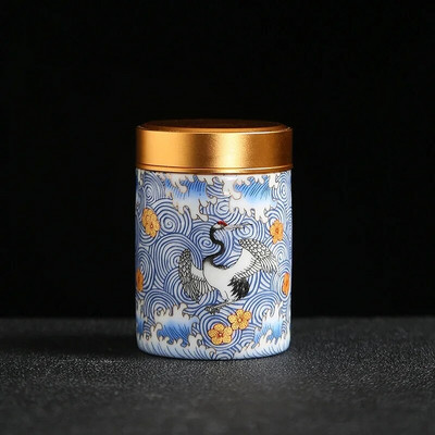 Nešiojama kelioninė keramika arbata Caddy mini emaliu uždarytas stiklainis Tieguanyin indelis kavos miltelių kanistras virtuvės prieskonių laikymo bakas