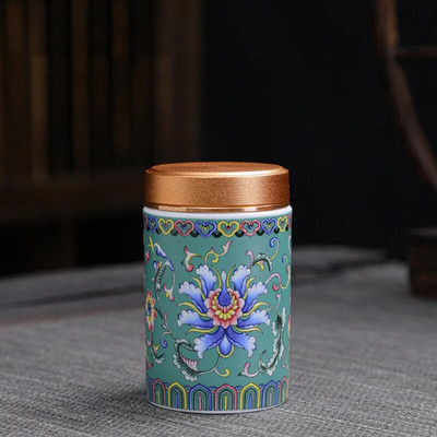 Nešiojama kelioninė keramika arbata Caddy mini emaliu uždarytas stiklainis Tieguanyin indelis kavos miltelių kanistras virtuvės prieskonių laikymo bakas