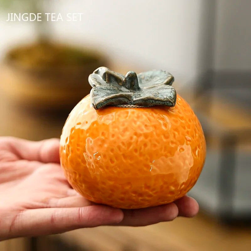 Kūrybiškumas Oranžinis Modelis Keramika Arbata Caddy Tieguanyin Sandariai talpykla Nešiojama Kelioninė Arbatos Dėžės Prieskoniai Tara Arbatos Indelis