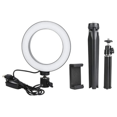 16cm LED димируема LED видео пръстеновидна светлина Комплект лампа за камера с USB връзка за настолен статив Поставка за мобилен телефон