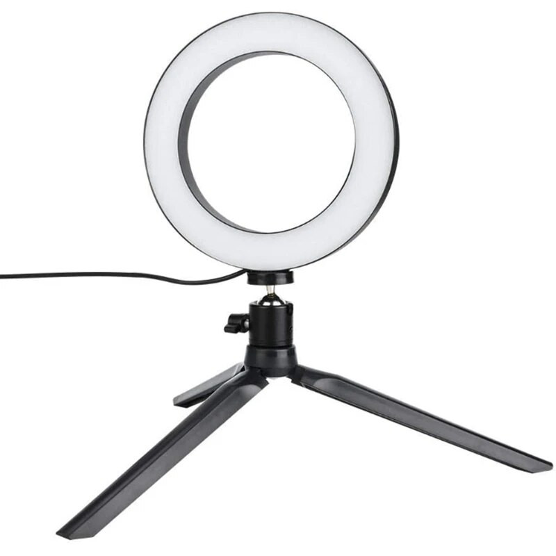 16 cm LED pritemdomas LED vaizdo žiedo šviesos fotoaparato lempos rinkinys su USB jungtimi staliniam trikojo mobiliojo telefono laikikliui