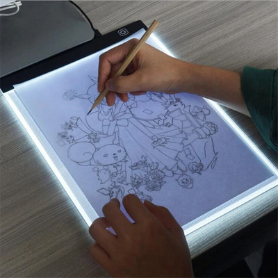Ултра тънка A4 LED осветителна подложка Artist Light Box Table Tracing Дъска за рисуване Подложка Диамантена живопис Инструменти за бродерия