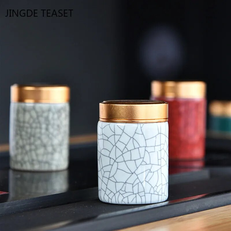 Mini kerámia tea Caddy Oolong Tieguanyin konténerek Utazó teászsákok Lezárt teásüveg kávépor Kanna Háztartási tárolótartály