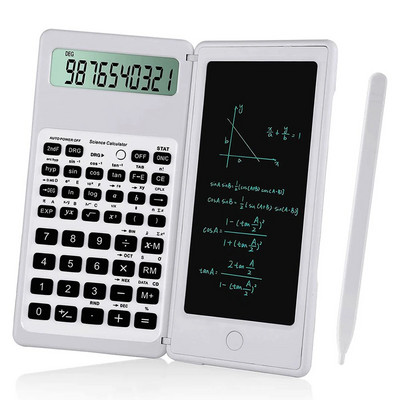 10-znamenkasti LCD znanstveni kalkulator: sklopivi, ploča za rukopis, solarno i baterijsko napajanje - savršeno za učenike, nastavnike i motor