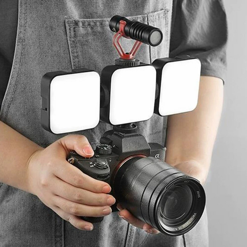 5W mini-LED-videovalgusti fotograafia 6000K täidilambi hämardatav adapter DSLR-kaamera jaoks