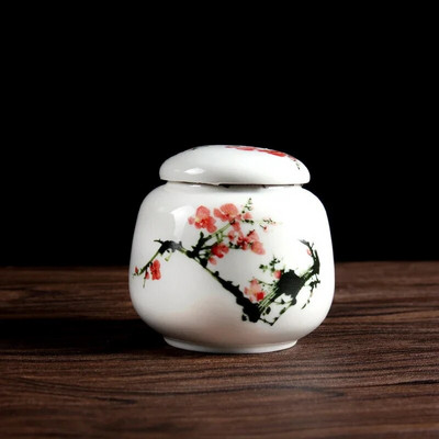 1db fehér porcelán tea tároló kis teásüveg teásdoboz Hordozható zárt kannás tárolótartály Kerámia tea Caddy teatartály