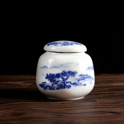 1db fehér porcelán tea tároló kis teásüveg teásdoboz Hordozható zárt kannás tárolótartály Kerámia tea Caddy teatartály
