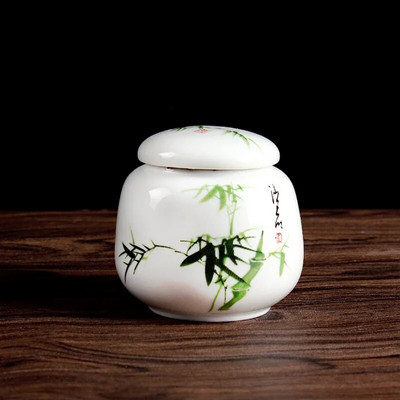 1db fehér porcelán tea tároló kis teásüveg teásdoboz Hordozható zárt kannás tárolótartály Kerámia tea Caddy teatartály