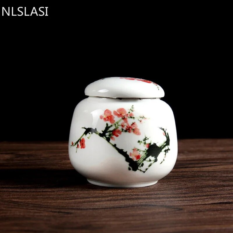 1db fehér porcelán tea tároló kis teásüveg teásdoboz Hordozható zárt kannás tárolótartály Kerámia tea Caddy teatartály