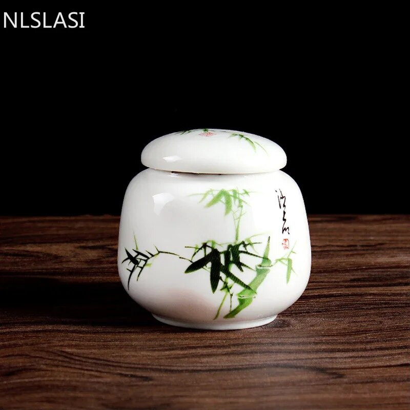 1db fehér porcelán tea tároló kis teásüveg teásdoboz Hordozható zárt kannás tárolótartály Kerámia tea Caddy teatartály