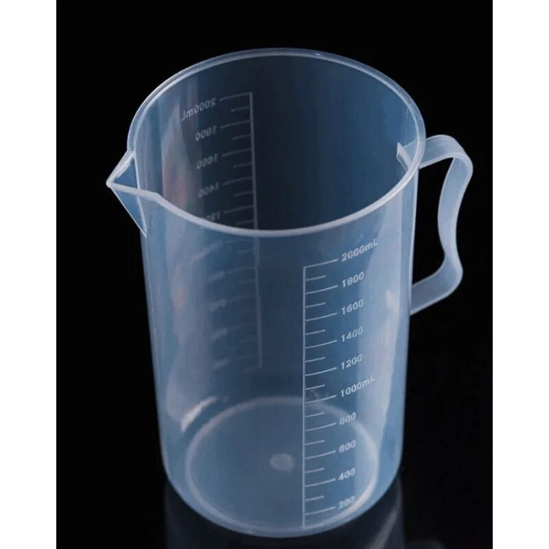 Plastikinis matavimo puodelis laboratorijai, permatoma stiklinė, maišymo indelis, 2000 ml