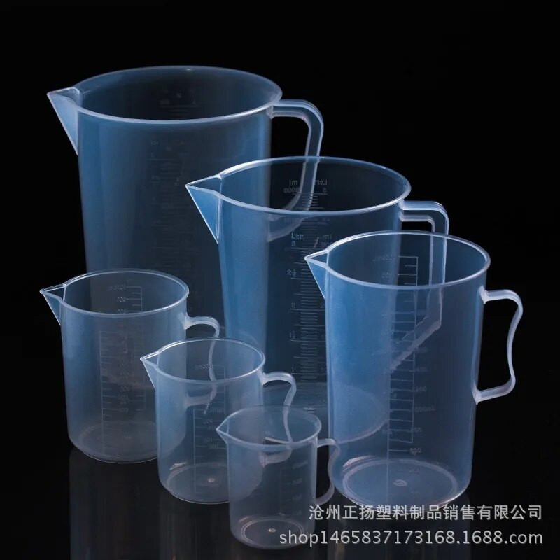 Plastikinis matavimo puodelis laboratorijai, permatoma stiklinė, maišymo indelis, 2000 ml