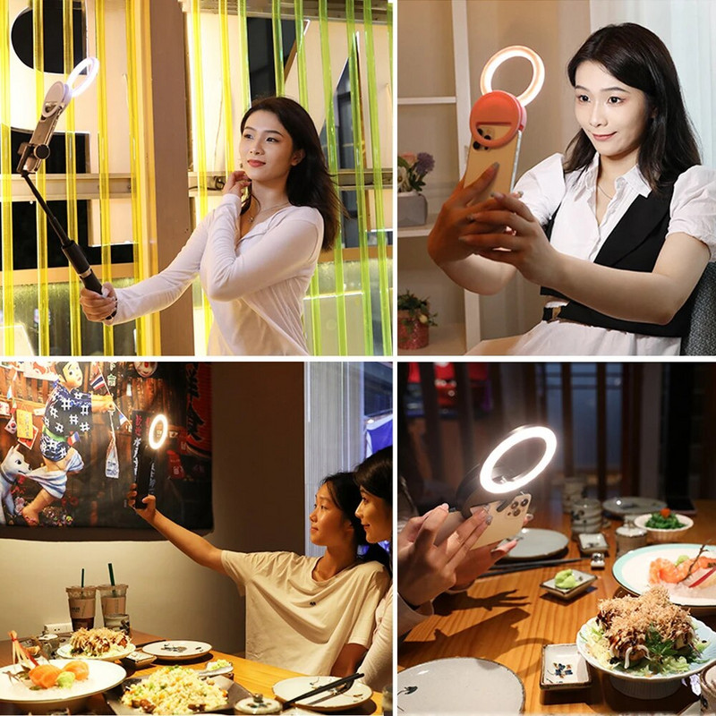 10 cm / 4 colių telefono žiedo lemputė 2 W dvispalvis prisegamas telefonas 3000K-7000K spalvų pritemdomas i telefonui 15/14/13/12 Android Phone iPad nešiojamas kompiuteris