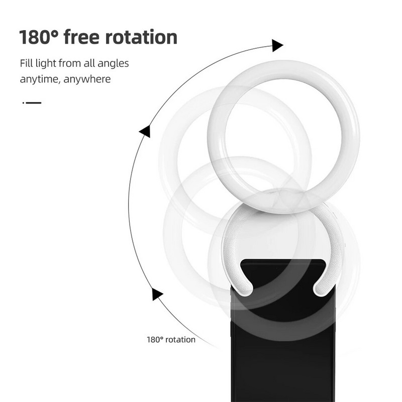 10 cm / 4 colių telefono žiedo lemputė 2 W dvispalvis prisegamas telefonas 3000K-7000K spalvų pritemdomas i telefonui 15/14/13/12 Android Phone iPad nešiojamas kompiuteris