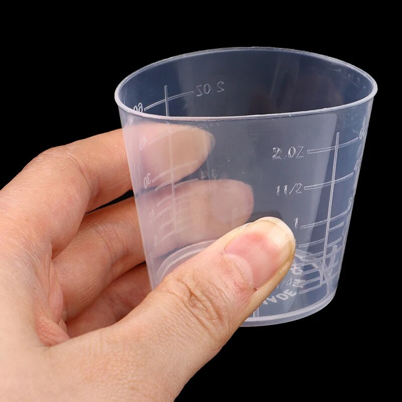 10db 60ml Laboratóriumi Műanyag Graduált mérőpohár Clear Scale Show