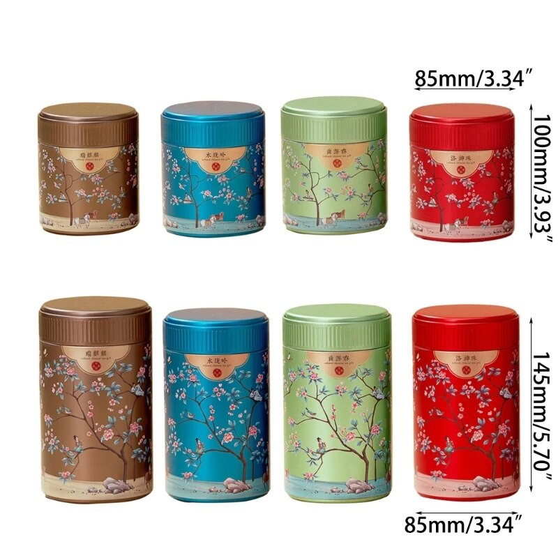 Metalinis saldainių skardinės Vintage arbatos indelis su dangteliu kiniško stiliaus arbatos dėžutės laikikliu