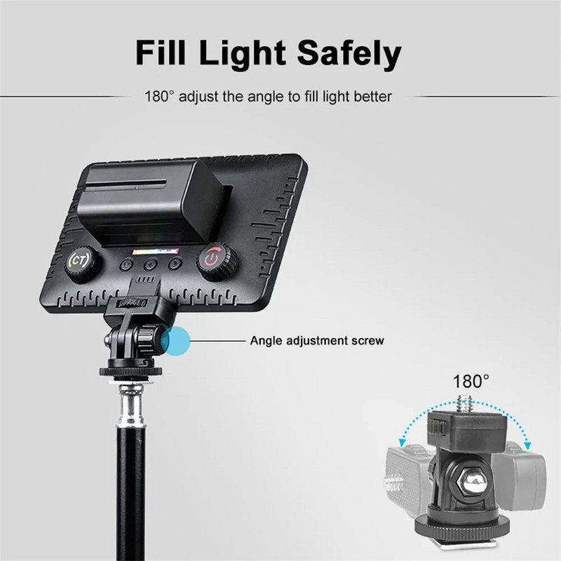 Naujas 16 W RGB vaizdo apšvietimas visos spalvos skydelio apšvietimas 3200-9500K CRI 95+ fotostudijos lempa, skirta Canon Nikon Samsung Olympus SLR fotoaparatams