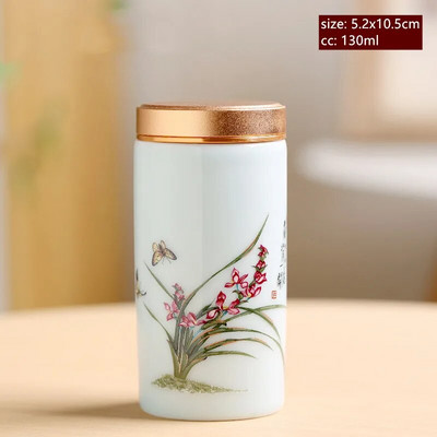 60/130 ml rankų darbo keraminis prieskonių stiklainis uždarytas saldainių laikymo bakas su dangteliu keraminiais kavos indeliais Nešiojama kelioninė arbatos dėžutė