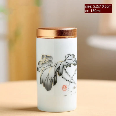 60/130 ml rankų darbo keraminis prieskonių stiklainis uždarytas saldainių laikymo bakas su dangteliu keraminiais kavos indeliais Nešiojama kelioninė arbatos dėžutė