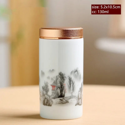 60/130 ml rankų darbo keraminis prieskonių stiklainis uždarytas saldainių laikymo bakas su dangteliu keraminiais kavos indeliais Nešiojama kelioninė arbatos dėžutė