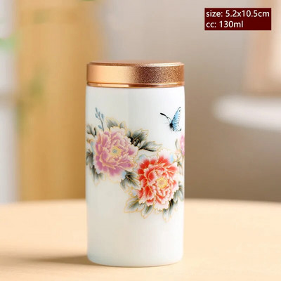 60/130 ml rankų darbo keraminis prieskonių stiklainis uždarytas saldainių laikymo bakas su dangteliu keraminiais kavos indeliais Nešiojama kelioninė arbatos dėžutė