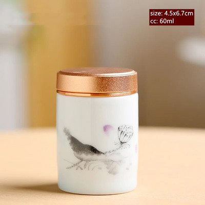 60/130 ml rankų darbo keraminis prieskonių stiklainis uždarytas saldainių laikymo bakas su dangteliu keraminiais kavos indeliais Nešiojama kelioninė arbatos dėžutė