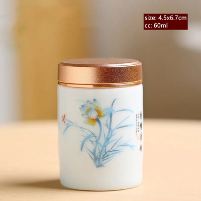 60/130 ml rankų darbo keraminis prieskonių stiklainis uždarytas saldainių laikymo bakas su dangteliu keraminiais kavos indeliais Nešiojama kelioninė arbatos dėžutė
