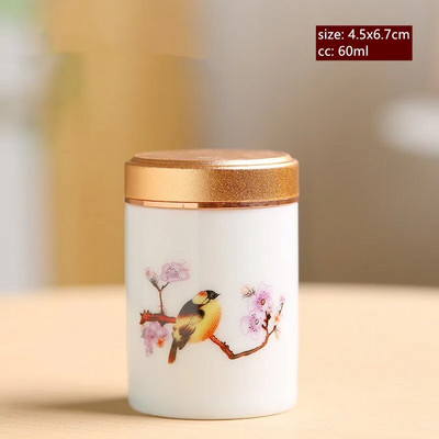 60/130 ml rankų darbo keraminis prieskonių stiklainis uždarytas saldainių laikymo bakas su dangteliu keraminiais kavos indeliais Nešiojama kelioninė arbatos dėžutė