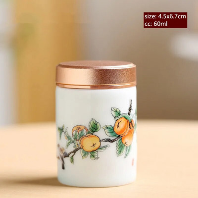 60/130 ml rankų darbo keraminis prieskonių stiklainis uždarytas saldainių laikymo bakas su dangteliu keraminiais kavos indeliais Nešiojama kelioninė arbatos dėžutė