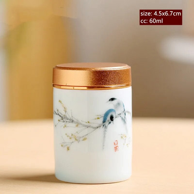 60/130 ml rankų darbo keraminis prieskonių stiklainis uždarytas saldainių laikymo bakas su dangteliu keraminiais kavos indeliais Nešiojama kelioninė arbatos dėžutė