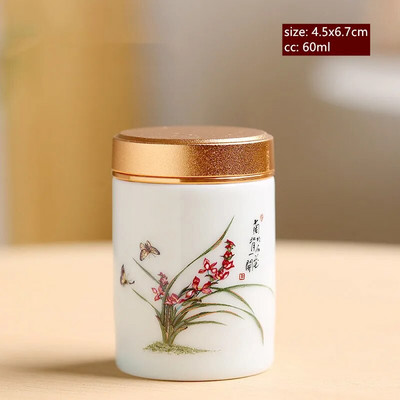 60/130 ml rankų darbo keraminis prieskonių stiklainis uždarytas saldainių laikymo bakas su dangteliu keraminiais kavos indeliais Nešiojama kelioninė arbatos dėžutė