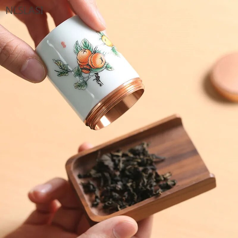 60/130 ml rankų darbo keraminis prieskonių stiklainis uždarytas saldainių laikymo bakas su dangteliu keraminiais kavos indeliais Nešiojama kelioninė arbatos dėžutė