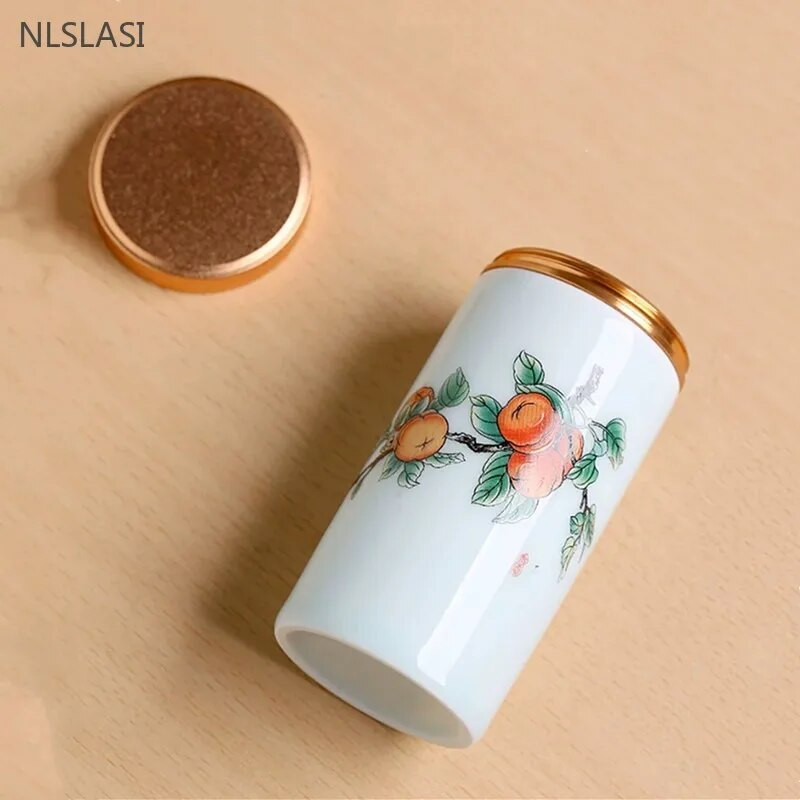60/130 ml rankų darbo keraminis prieskonių stiklainis uždarytas saldainių laikymo bakas su dangteliu keraminiais kavos indeliais Nešiojama kelioninė arbatos dėžutė