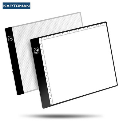 KARTOMAN A5 A4 Tabletă de desen cu LED-uri Pad grafic digital Cutie luminoasă USB Placă de copiere Tablă electronică pentru pictură grafică Tabel de scris