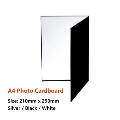 3 az 1-ben többcélú fényképezés összecsukható karton reflektor fehér fekete ezüst fényvisszaverő papír fényelnyelő tartozék