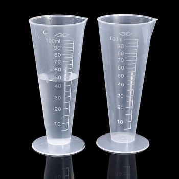 50/100 мл прозрачна пластмасова мерителна чаша Кухненски инструмент за чай с мляко Течна чаша с триъгълна форма за училищна домашна мерителна чаша