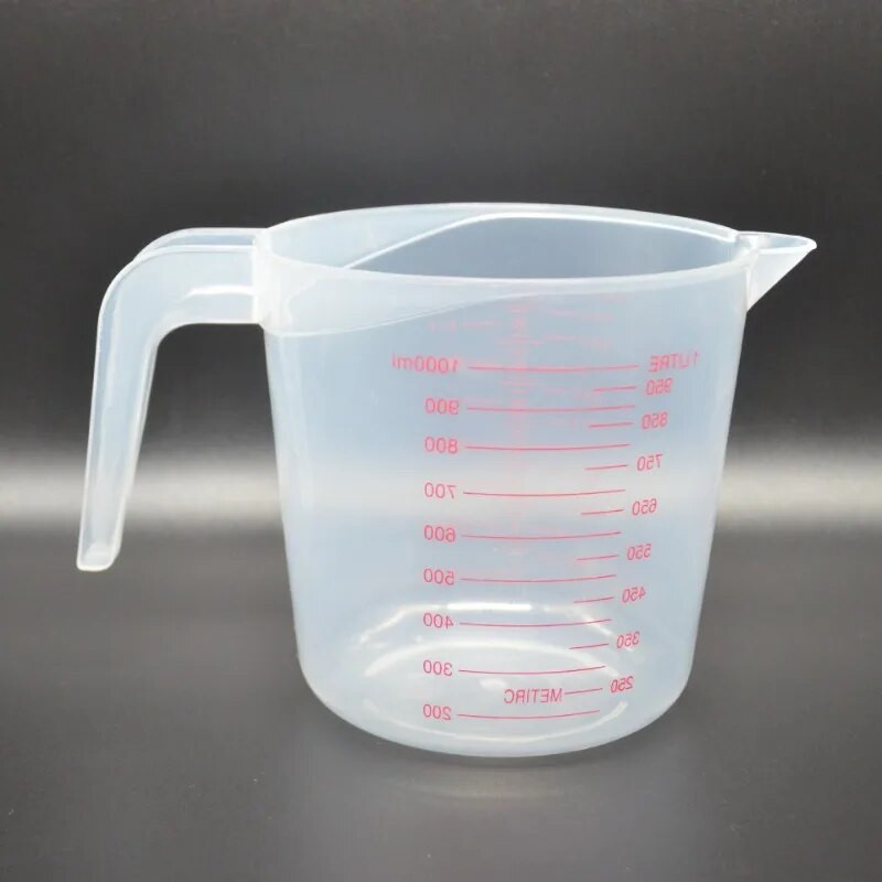 Πλαστικό κύπελλο μέτρησης με βολική λαβή, διάφανη ζυγαριά, διαφανής κούπα, στόμιο χυμού, εξαιρετική συσκευή οικιακής κουζίνας, 1000ml