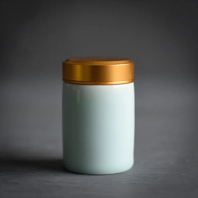 Arbatos Caddy Mini Celadon laikymo dėžutės Užsandarintos kavos miltelių skardinės arbatos lapų talpykla Nešiojamas kelioninis arbatos Caddy organizatorius