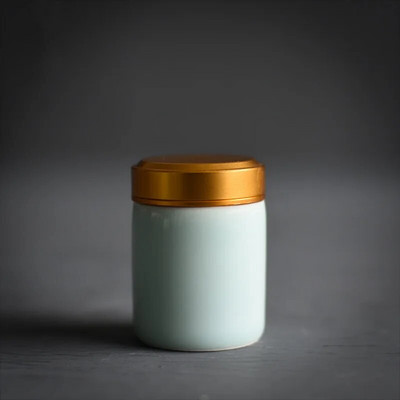 Arbatos Caddy Mini Celadon laikymo dėžutės Užsandarintos kavos miltelių skardinės arbatos lapų talpykla Nešiojamas kelioninis arbatos Caddy organizatorius