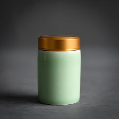 Arbatos Caddy Mini Celadon laikymo dėžutės Užsandarintos kavos miltelių skardinės arbatos lapų talpykla Nešiojamas kelioninis arbatos Caddy organizatorius