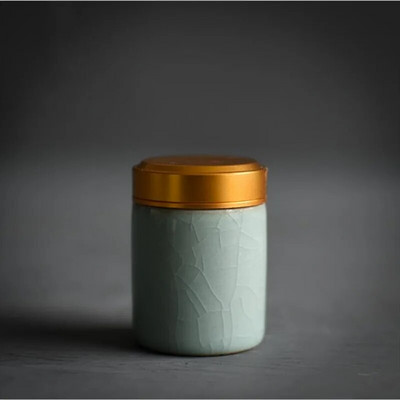 Arbatos Caddy Mini Celadon laikymo dėžutės Užsandarintos kavos miltelių skardinės arbatos lapų talpykla Nešiojamas kelioninis arbatos Caddy organizatorius
