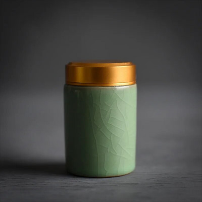 Arbatos Caddy Mini Celadon laikymo dėžutės Užsandarintos kavos miltelių skardinės arbatos lapų talpykla Nešiojamas kelioninis arbatos Caddy organizatorius