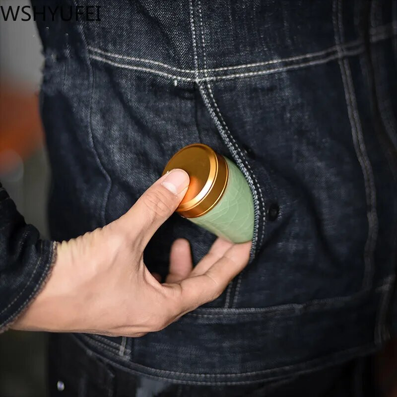 Arbatos Caddy Mini Celadon laikymo dėžutės Užsandarintos kavos miltelių skardinės arbatos lapų talpykla Nešiojamas kelioninis arbatos Caddy organizatorius