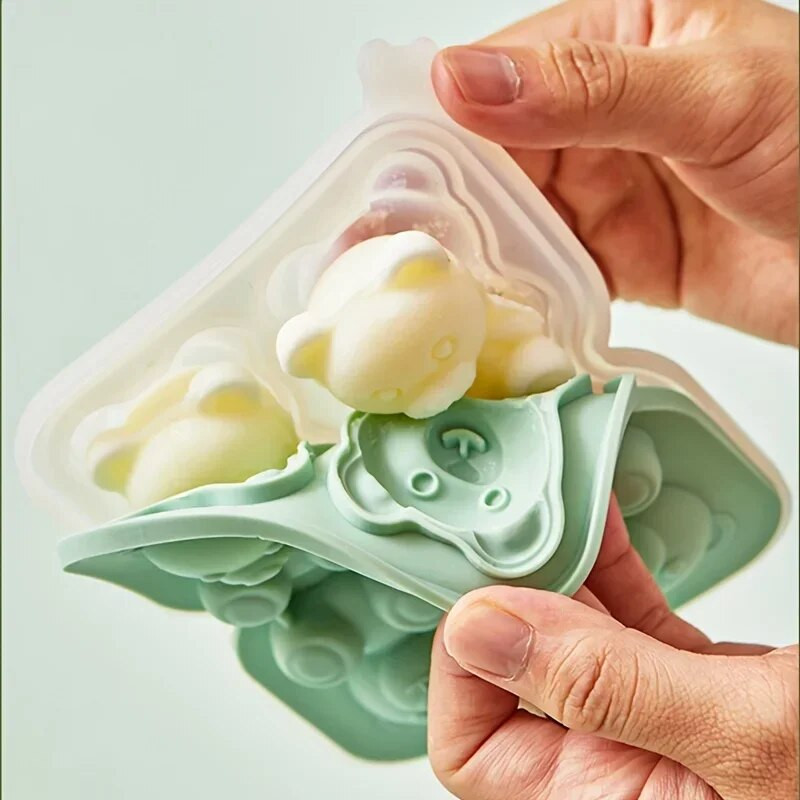 4 rács 3D kis mackó alakú jégkocka szilikon forma szilikon kis maci jégtömb forma háztartási fagylalt jégdoboz jégkocka